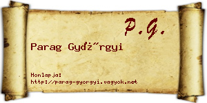 Parag Györgyi névjegykártya