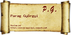 Parag Györgyi névjegykártya